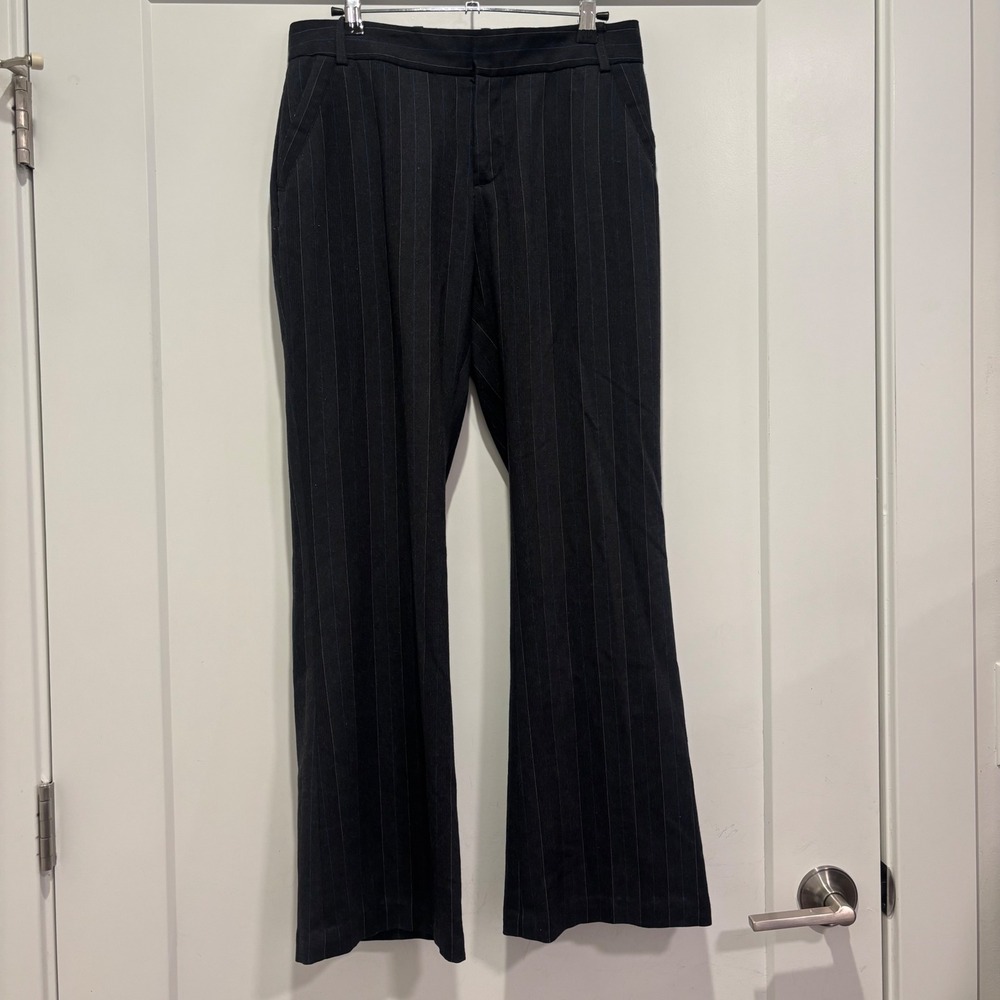 Club Monaco Womens Pinstripe Wide Leg Dress Pants Charcoal Grey Size 4